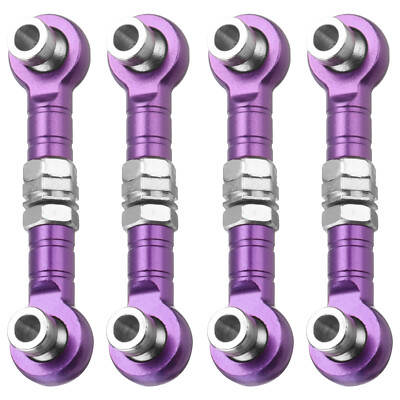 4pcs Steering Servo Rod RC Aluminum Linkages for HSP 1/10 94123 RC Car(Purple)