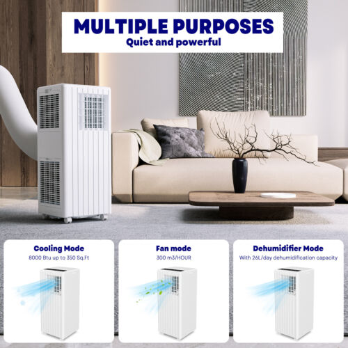 8000 BTU Portable Air Conditioner 3-in-1 Cooling AC Unit Up to 350 Sq. Ft Remote - Picture 5 of 7