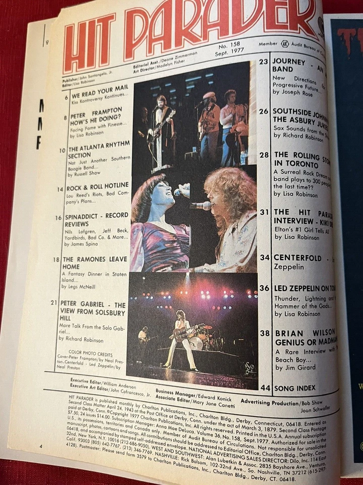 Hit Parader Magazine Sept 1977 Frampton, Ramones, Brian Wilson, KISS, Zeppelin  - Image 4 of 4