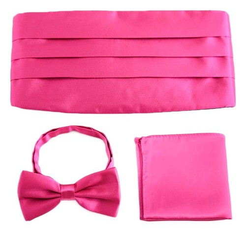 Men's Formal Adjustable Cummerbund Bow Tie Hanky Set Wedding Prom Tuxedo Suit - Picture 15 of 30