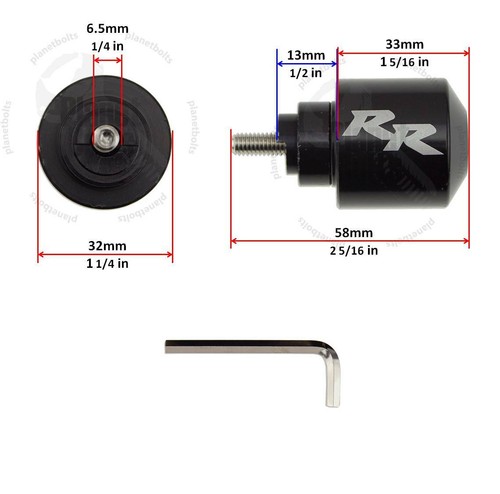 Black Handle Bar End CNC RR Engraved For Honda CBR RR Cap Weight Slider Etched - Picture 2 of 2