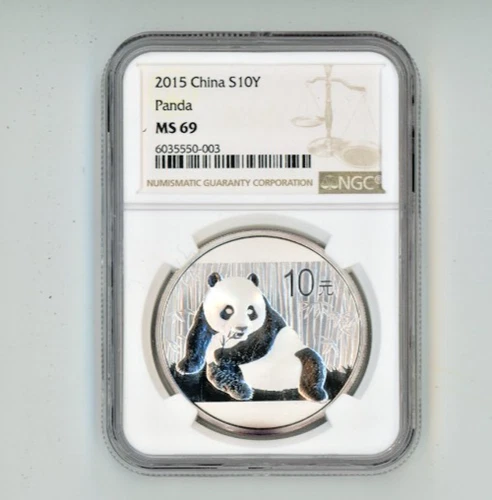 2015 China Panda Silver Coin 10 Yuan 1oz NGC MS69