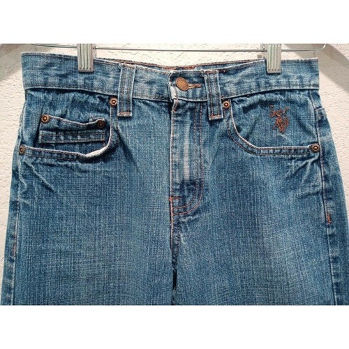 US Polo Assn. Boys Sz 12 Slim Straight Jeans 100% Cotton Button Flap - Picture 2 of 12