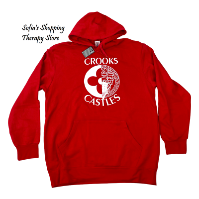 Crooks & Castles Hoodie Red Sweater Pullover Mens 3XL Long Sleeve