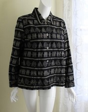 Christopher Banks Sz Xl Amazing Embroidered Art-wear Black Funky Blazer Jacket