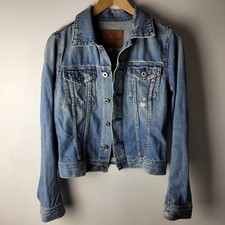Ag Adriano Goldschmeid Women Size S Blue Distressed Robyn Denim Jacket Casual