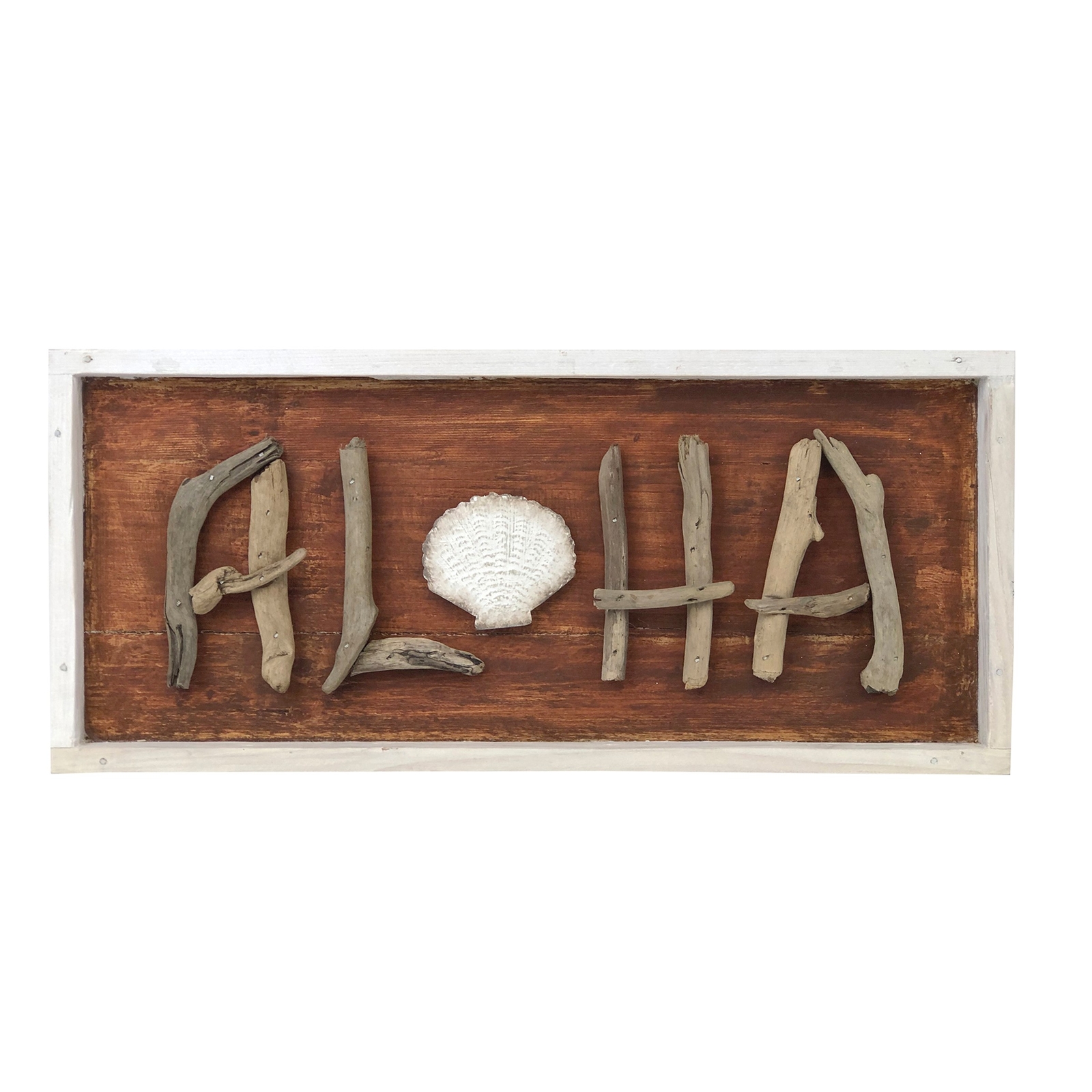 Reclaimed Metal Aloha Sign Wall Coastal Plaque Sign Wall Hanging Decor