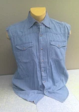 NEW Roper Western Pearl Snap Shirt Sleeveless Denim Men's Medium NWT