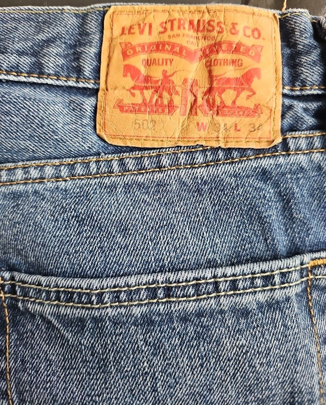 Levi's 502 Men's Size 34/34 Denim Blue Jeans 100%… - image 9