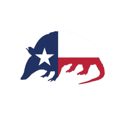 Armadillo Shaped Texas Flag Sticker
