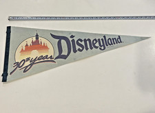 Vintage 30th Years Walt Disneyland 1985 Pennant Flag Banner Vtg