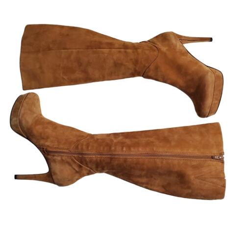 Antonio Melani Knee Boots 7.5 Womens Brown Suede Platform High Heel - Picture 4 of 21