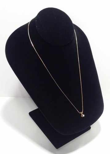 14k Yellow Gold Box Link Chain & Diamond Pendant 18.75 Inch - Picture 2 of 12