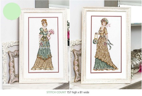 2 EDWARDIAN LADIES    CROSS STITCH  PATTERN  ONLY  - EQ - RPS