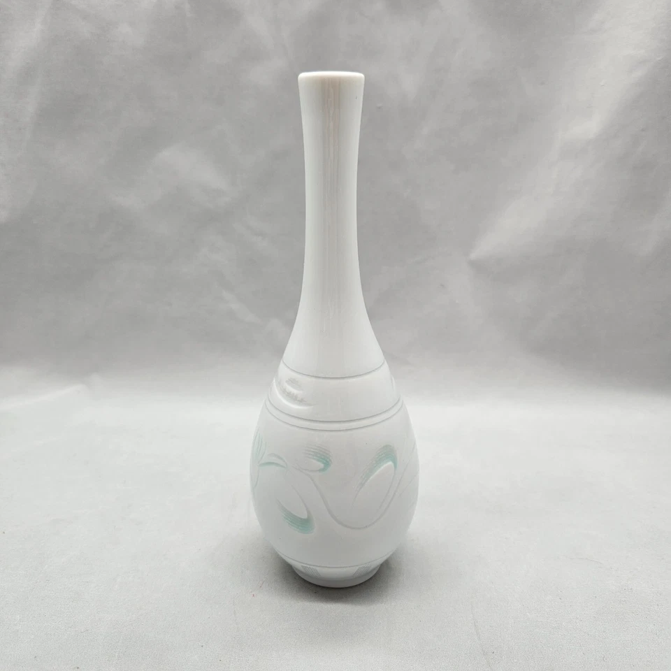 Jarrón Hotaru-de vintage Pier 1 Importaciones cuello largo en forma de vejiga cinta floral Japón Foto 2 de 4