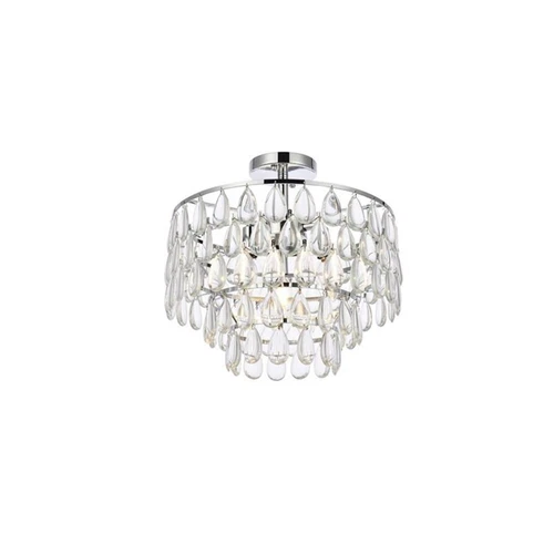 Elegant Lighting Mila 16" Iron and Crystal Flush Mount in Chrome - Picture 3 of 8