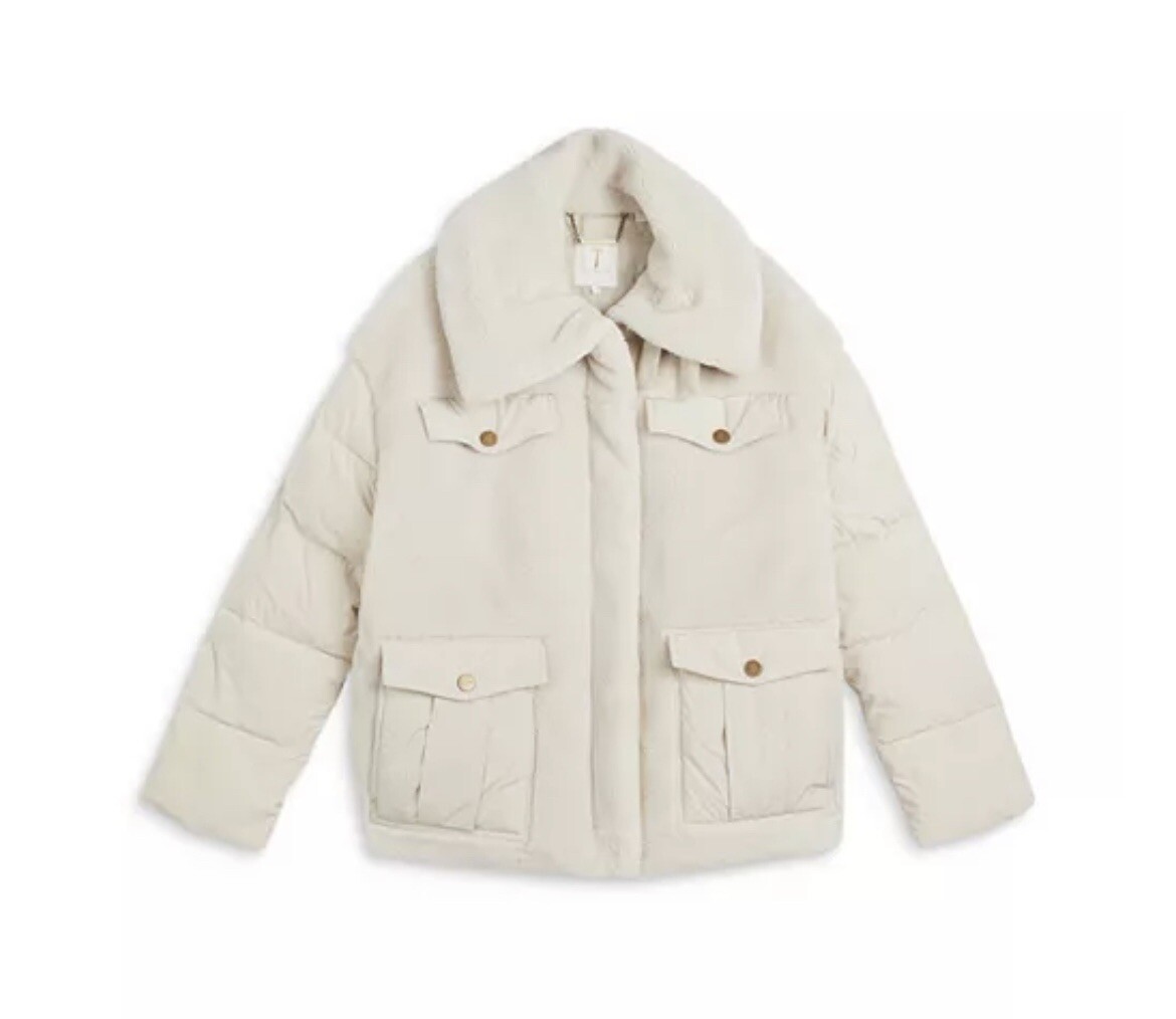 TED BAKER LONDON Lilla Mix Media Faux Fur Jacket Sz 5 (YS 12) New image 10