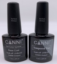 CANNI Base & No Wipe Tempered Top Coat Gel Nail Polish Soak-Off UV LED
