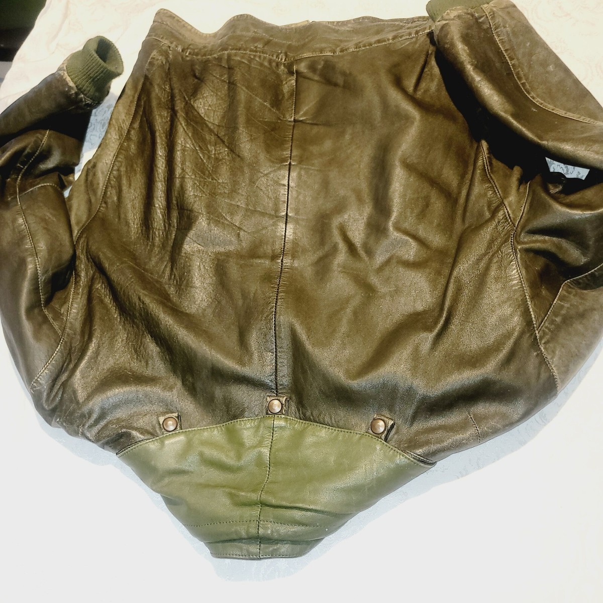 Eclair Zipper France Air Force? Green Leather Jacket 1950s