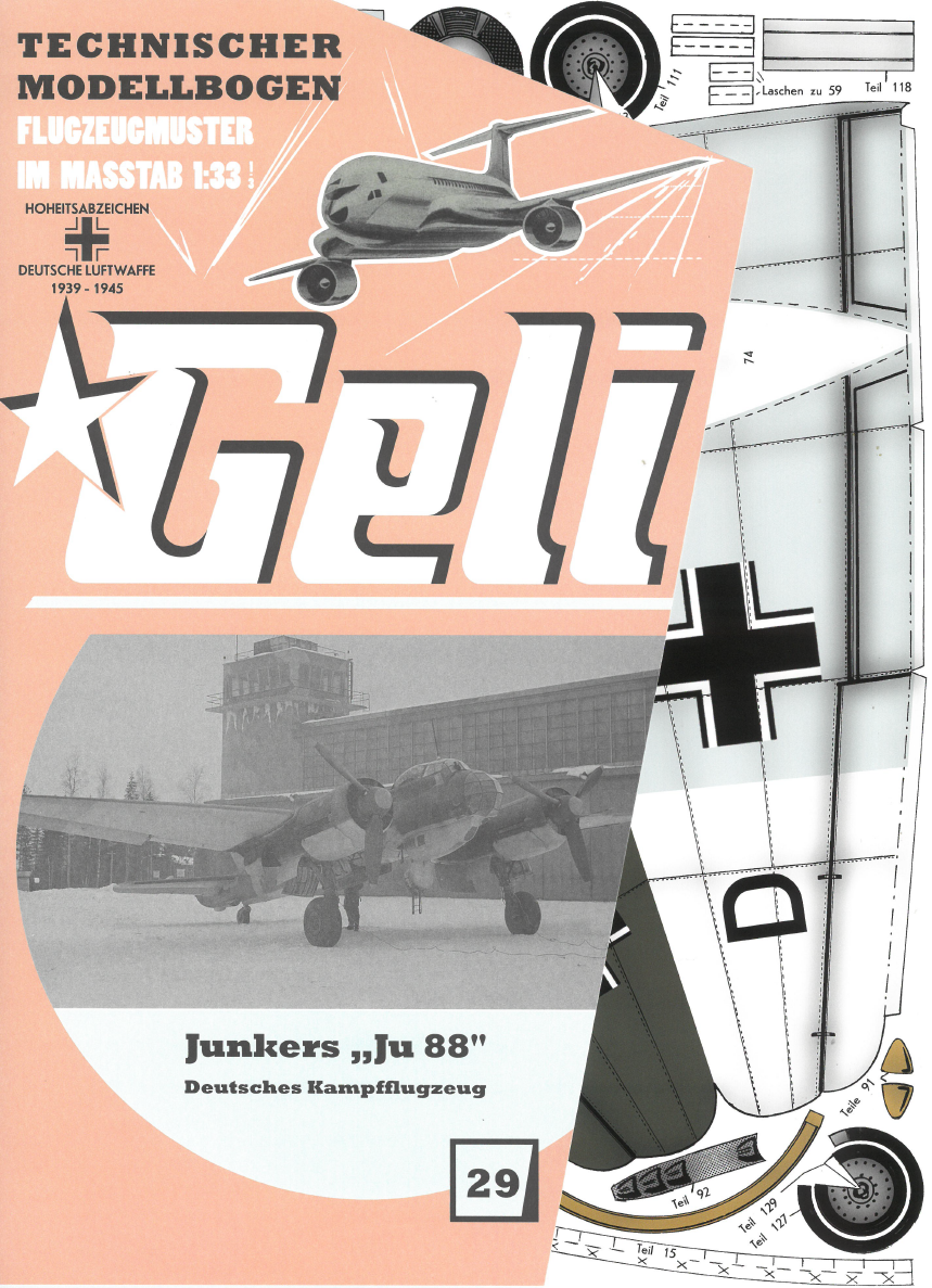 Kartonmodell Junkers Ju 88 1:33 Geli