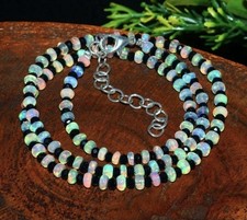 16Inch Opal Beaded Necklace 925 Silver Opal Beads necklace Natural Opal Necklace