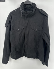 Levi  s Denim Commuter Trucker Black Jacket Hidden Hood Reflective Men Size Large