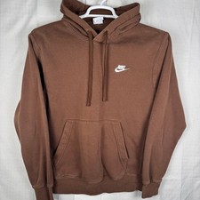 Nike Sportswear Club Fleece Hoodie Brown Pullover Sweatshirt Small BV2654-259