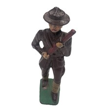 1930's Grey Iron Marching dime store cast iron soldier figure Repainted