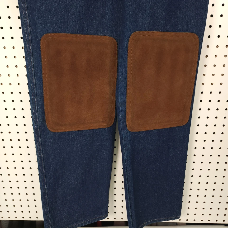 Pantalones de mezclilla JD American Workwear parches en la rodilla cuero marrón talla 34x32 Foto 2 de 4