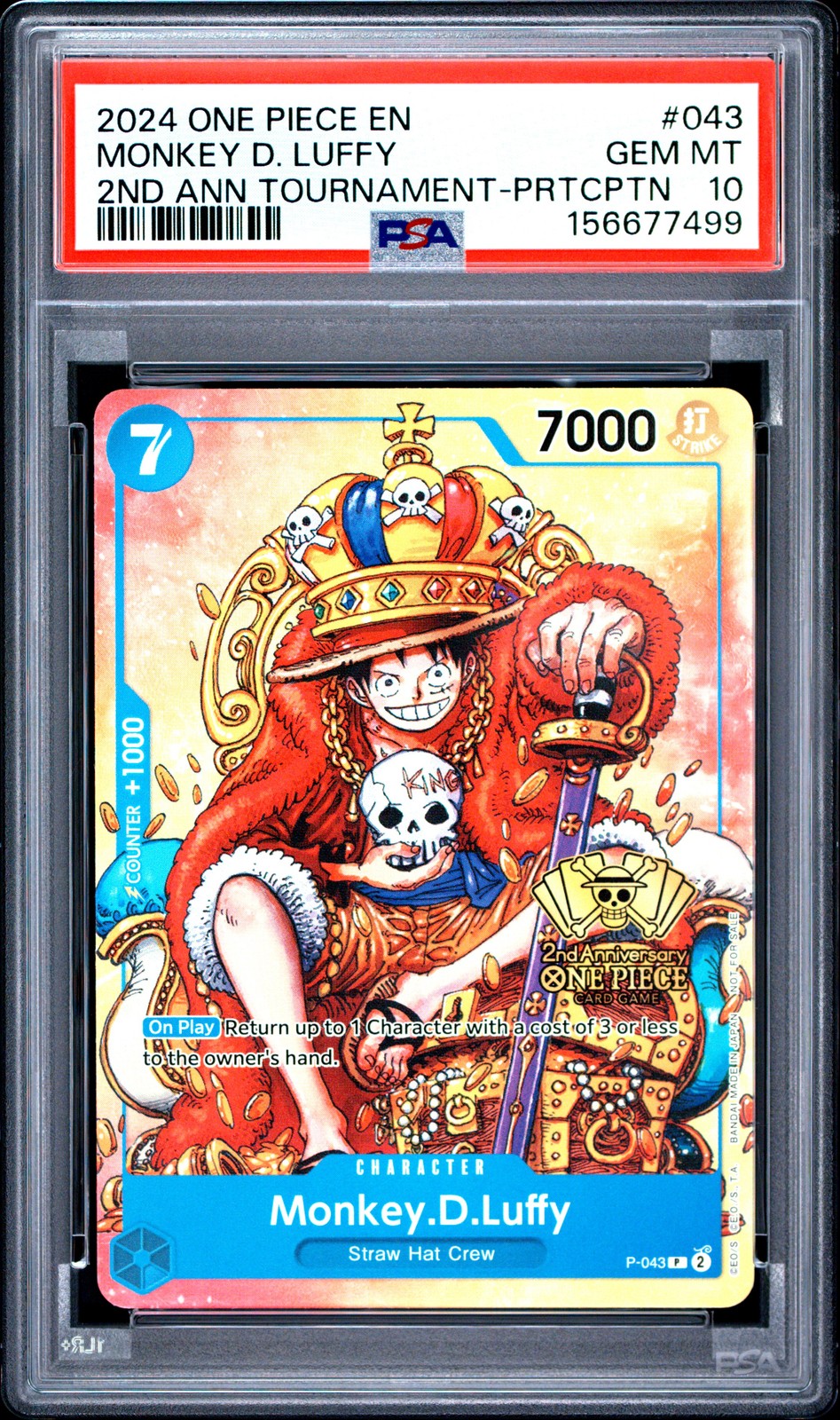 2024 ONE PIECE PROMOS #043 MONKEY D. LUFFY PSA 10