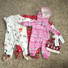 Carter's 4pc Lot Hooded Footed Coverall, Footed Sleepers  Hat