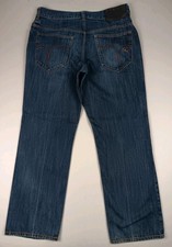 Vintage Rocawear Blue Denim Jeans Size 36 Baggy Embroidered Y2K Hip Hop Rap