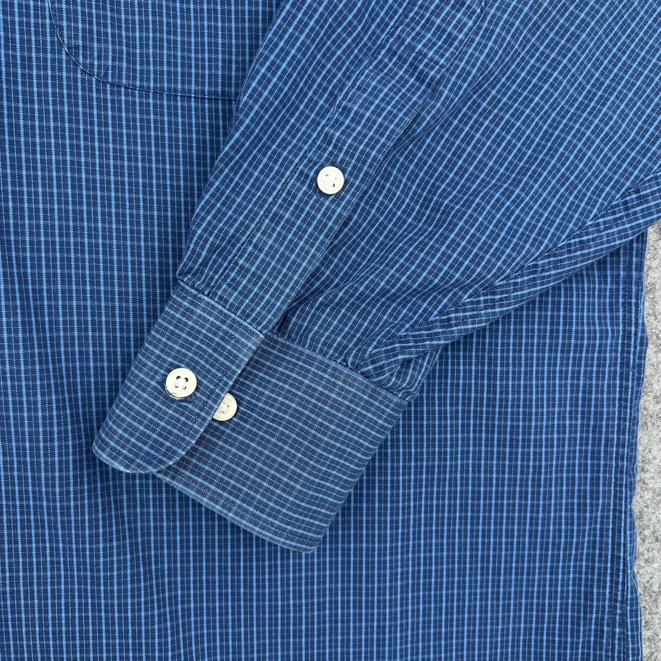 IZOD Button Down Shirt Mens Large Blue Check Plaid 2-Ply Pinpoint Long Sleeve - Image 3 of 4