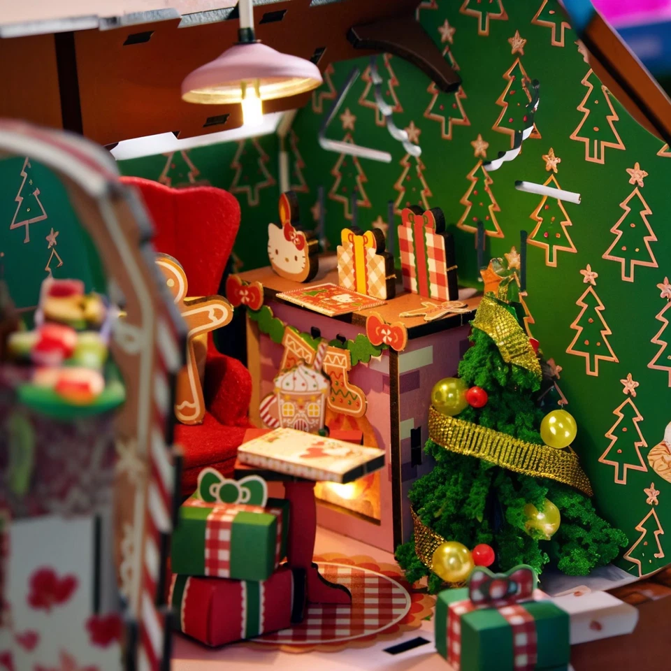 Rompecabezas 3D hágalo usted mismo - Casa de pan de jengibre Hello Kitty 266 piezas Foto 4 de 4