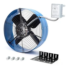 Attic Vent Fan with Adjustable Thermostat, 15" Gable Mount Blue-1600CFM