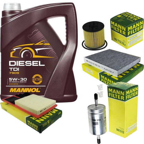 Inspektionspaket 5L Mannol Diesel TDI 5W-30 FüR VW Polo 1.6 16V Seat Ibiza III-image