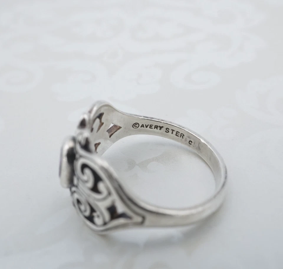 Anillo James Avery Amatista Pergamino Plata Esterlina Talla 7.25 Retirado RS3805 Foto 3 de 4