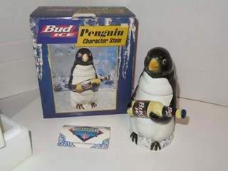 Numbered 1996 Budweiser Beer Bud Ice Penguin Character Stein w/COA & Box