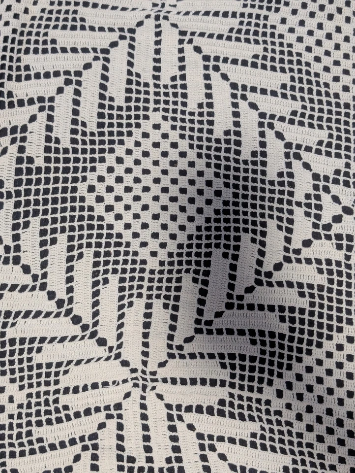 Вязание крючком белое кружевное одеяло королевский размер 87x80 винтаж ручной работы - Изображение 3 из 4