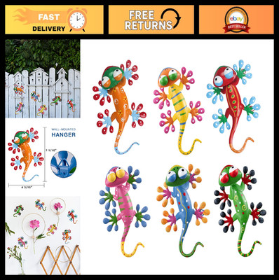hogardeck Metal Gecko Outdoor Wall Decor, 6 Pack Lizard Wall Art Garden Sculptur