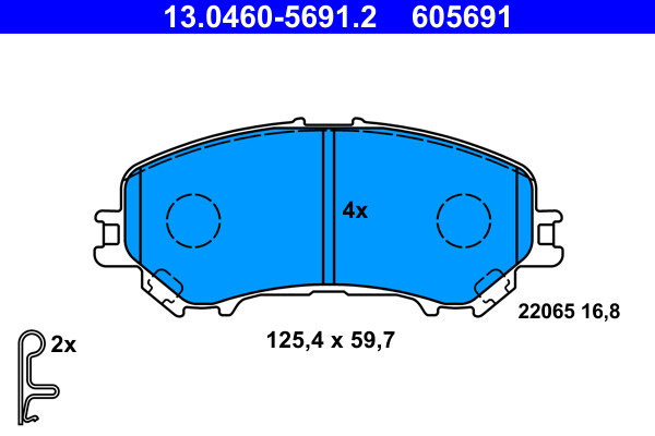 Front ATE 13.0460-5691.2 Brake Pad Set, disc brake for NISSAN,RENAULT