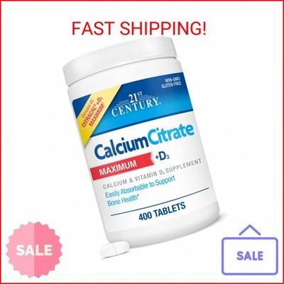 21st Century Vitamins Calcium Citrate Plus D3 Maximum Tablets, 400 Count