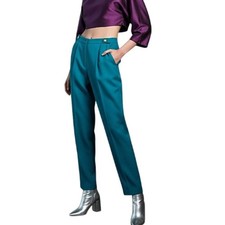 NWT Vtg 80s 90s wool blend emerald green high rise pleated old money trousers 18