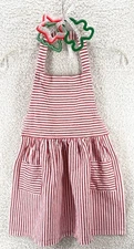 Child's Cooking Apron Red & White Stripe100% Cotton Christmas & 3 Cookie Cutters