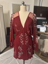 Free People Red Lace Tunic Dress Sz Xs