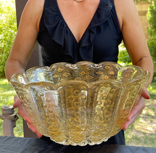 MASSICCIO 11 LIBBRE 7 once Ciotola bolle bullicante vintage murano metà secolo macchia oro - Foto 5 di 24