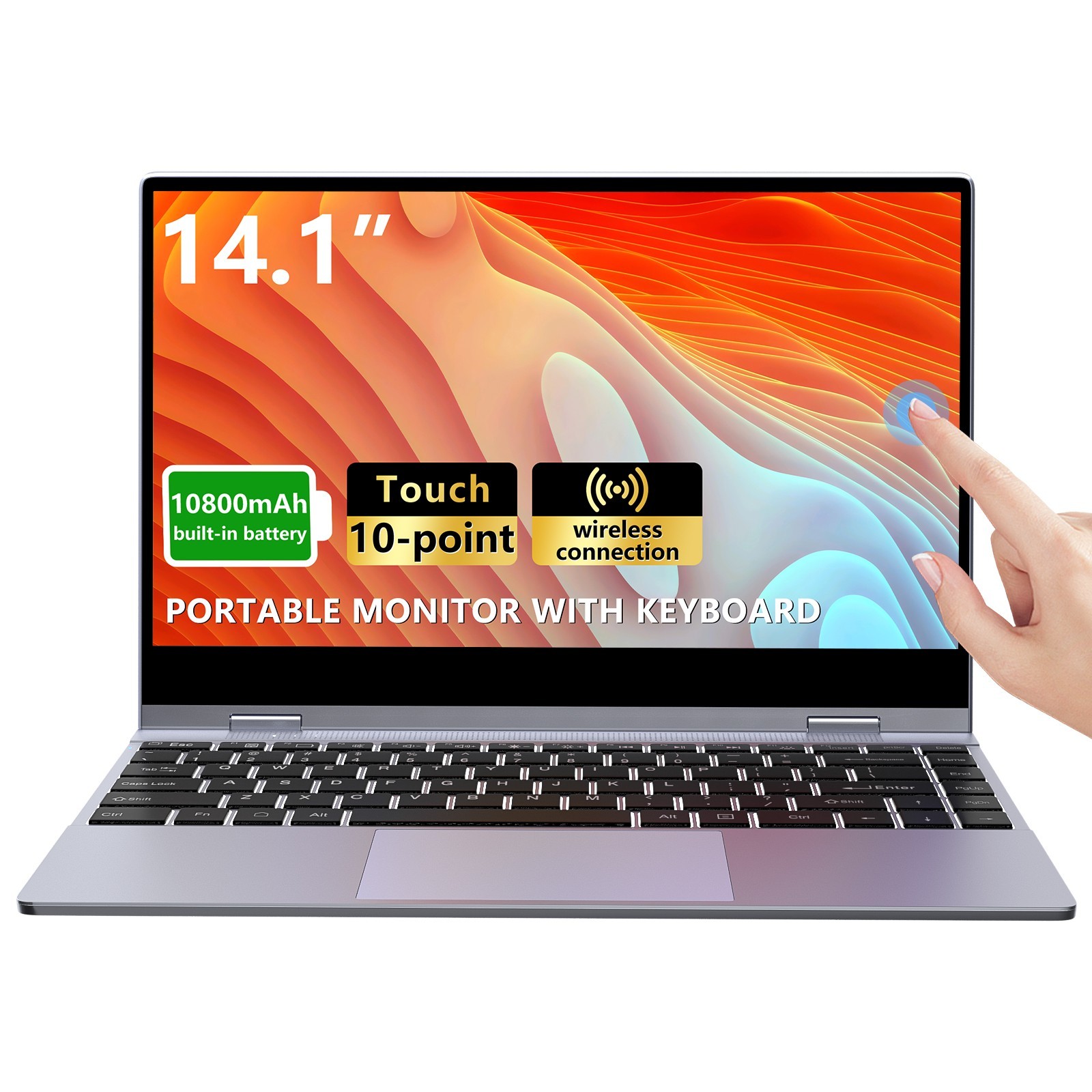 Used | 14.1" Portable Monitor with Keyboard Touch Screen FHD