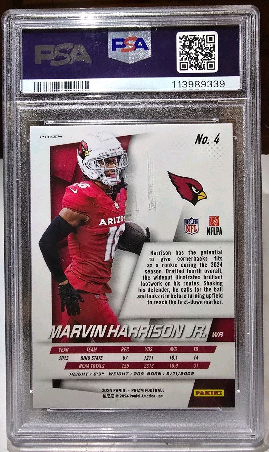 2024 Prizm - Prizm Flashback Rookie Marvin Harrison Jr. No Huddle Prizm (RC) view 3