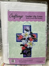 Craftways EASTER LILY CROSS Plastic Canvas Wall Hanging Kit 