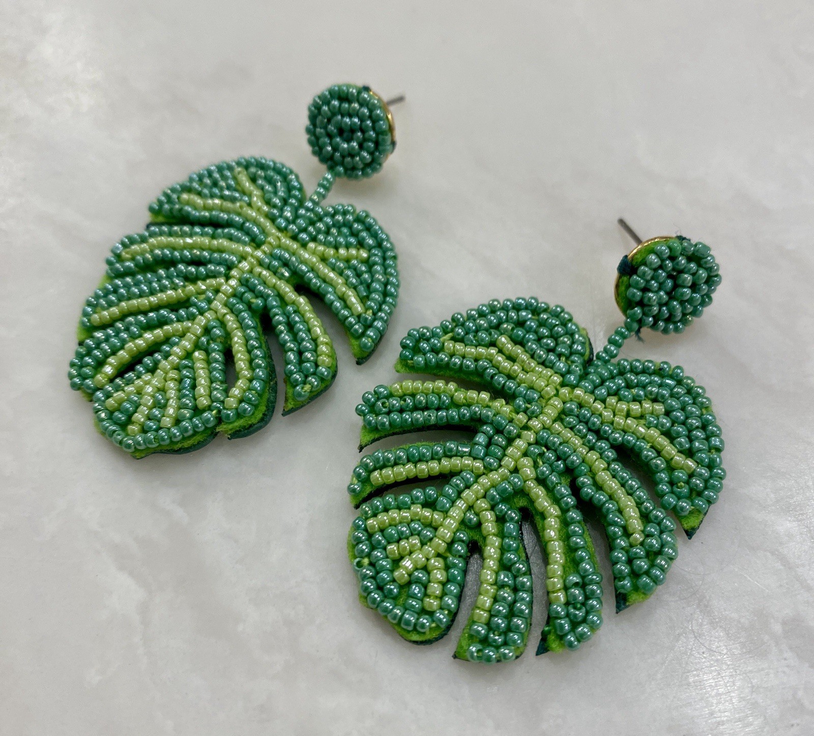 J. Crew Beaded Leaf Statement Earrings - image 2